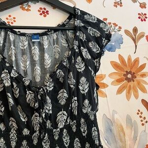 Old Navy XS Black Cream Floral Print Spring Maxi Boho Festivsl Trad Wife Dress